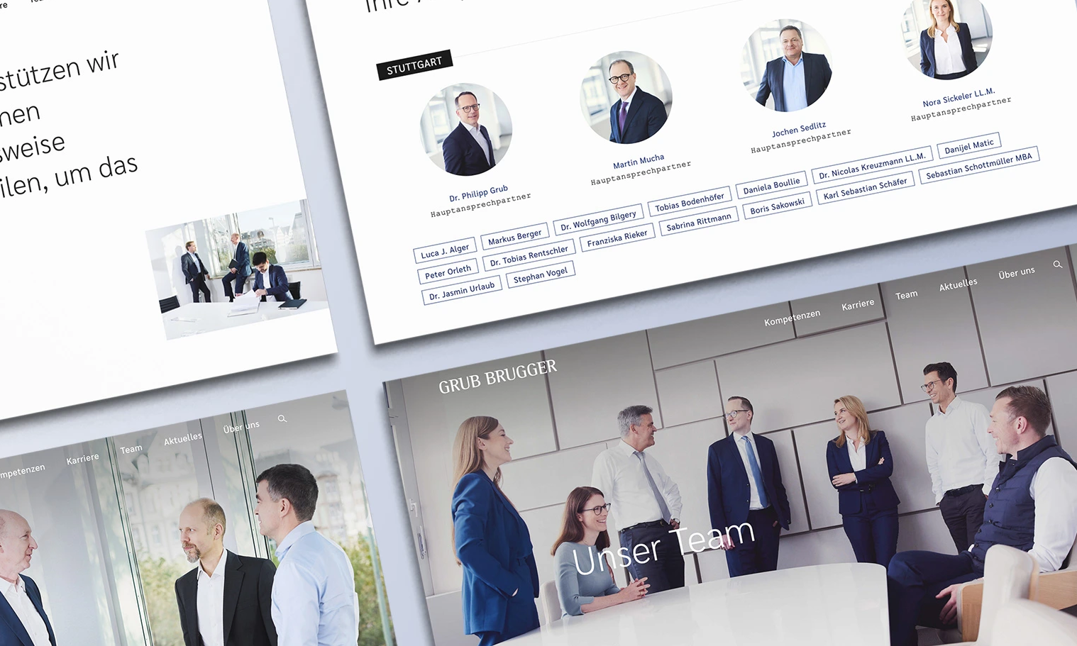 4 Mockups der Grub Brugger Website