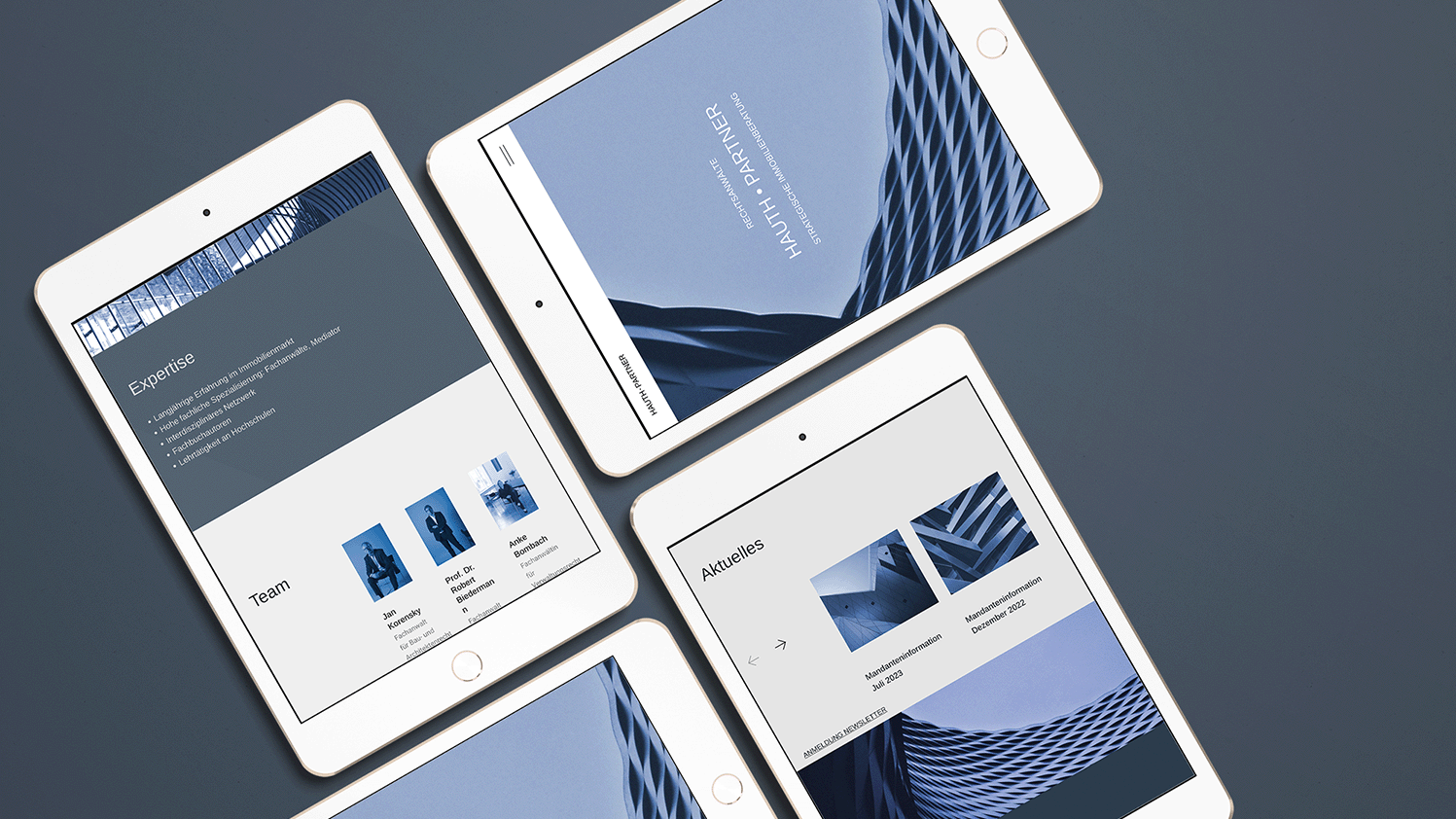 iPad-Mockups von der Hauth&Partner-Website