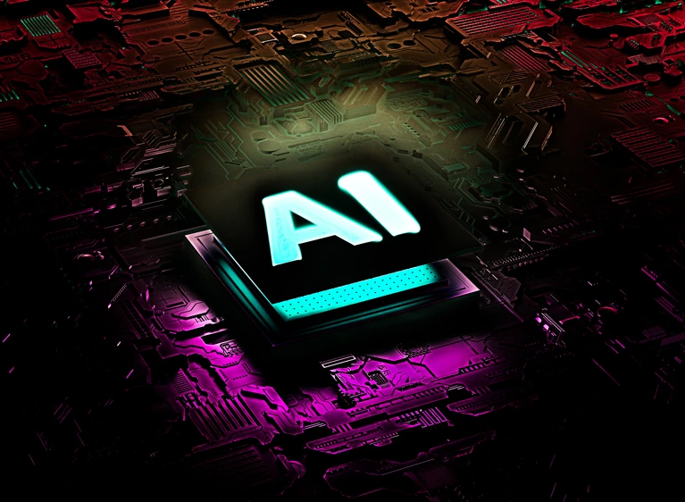 Ein Blaulicht-KI-Chip